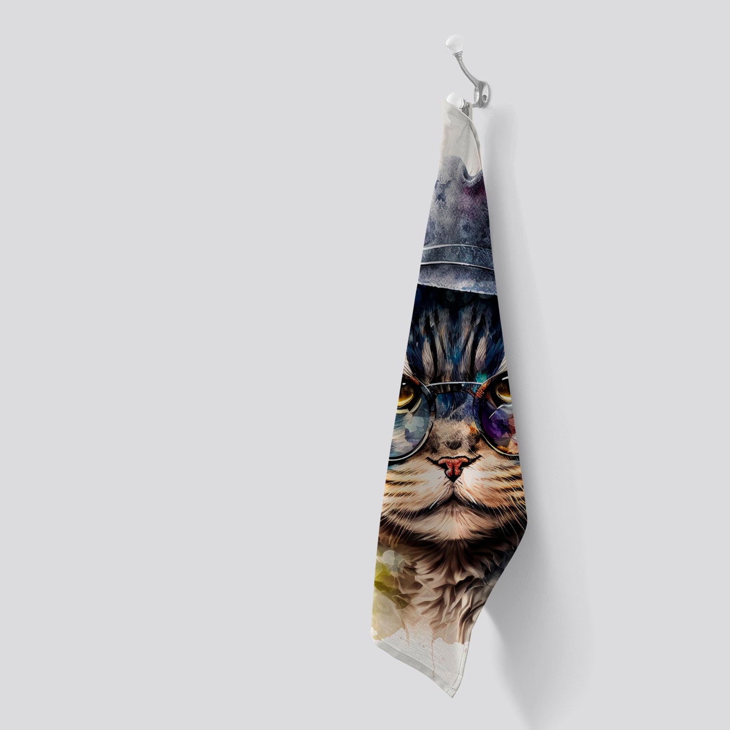 Selkirk Rex Cat Splashart Tea Towel