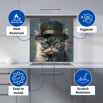 Selkirk Rex Cat With Glasses Splashart Kitchen Splashback