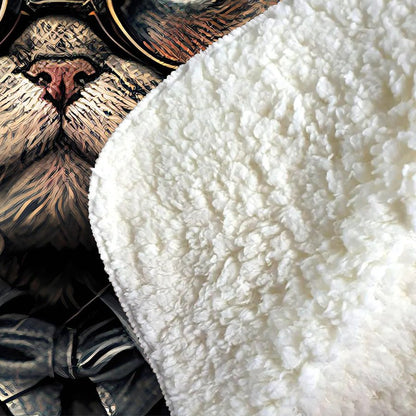 Selkirk Rex Cat With Glasses Splashart Sherpa Blanket
