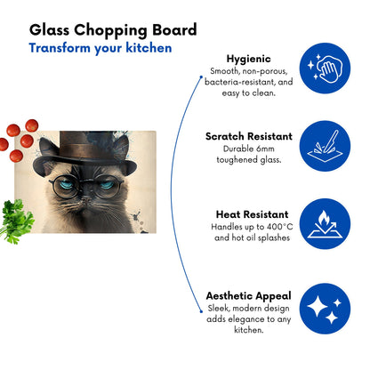 Siamese Cat Splashart Chopping Board