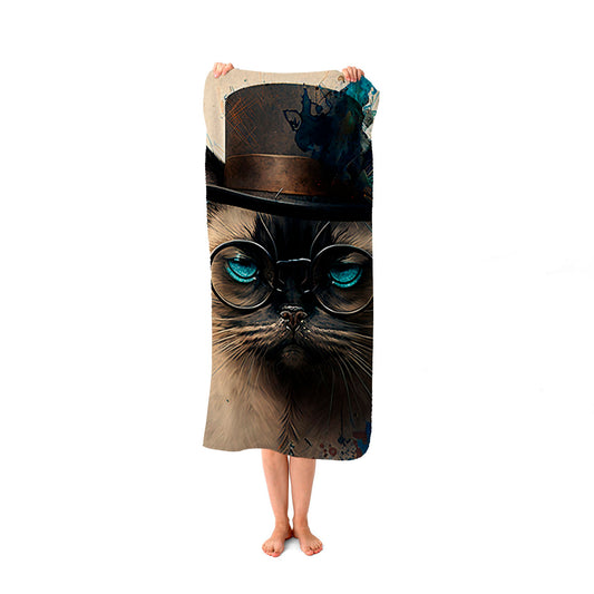 Siamese Cat Splashart Beach Towel