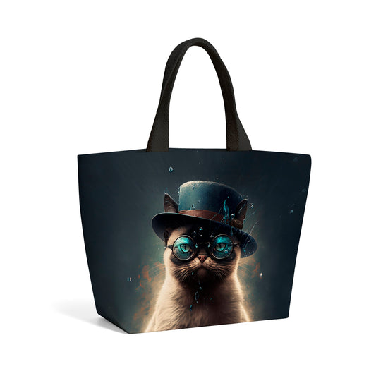 Siamese Cat Splashart Beach Shopper Tote Bag