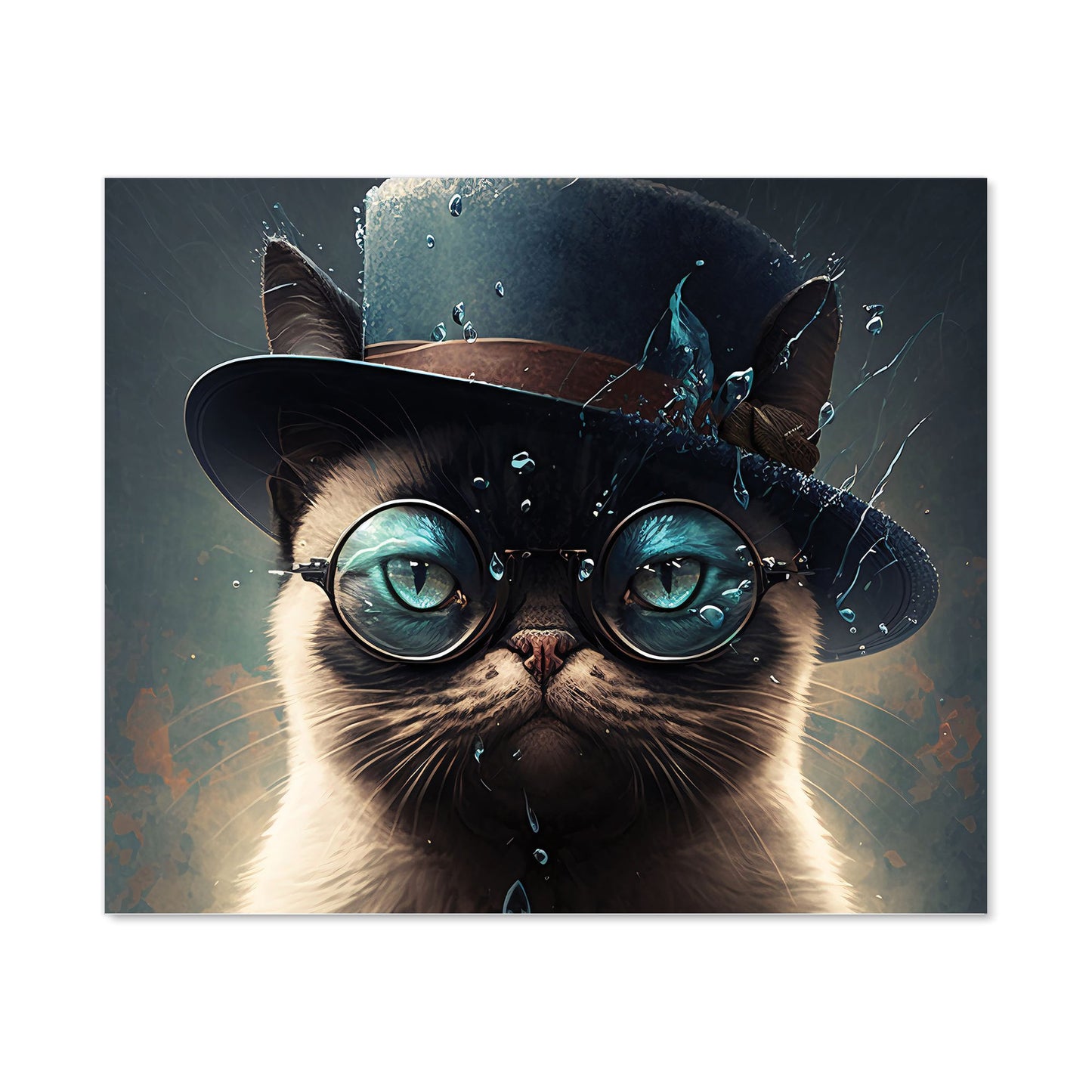 Siamese Cat With Glasses Splashart Kitchen Splashback