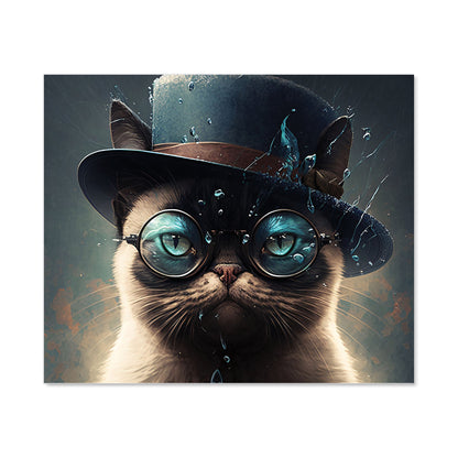 Siamese Cat With Glasses Splashart Kitchen Splashback