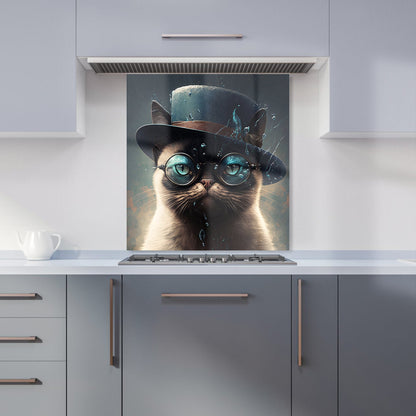 Siamese Cat With Glasses Splashart Kitchen Splashback