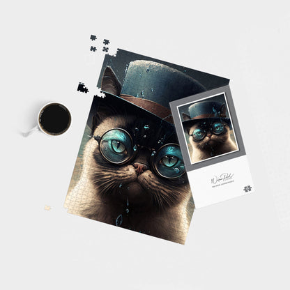 Siamese Cat With Glasses Splashart Jigsaw Puzzle