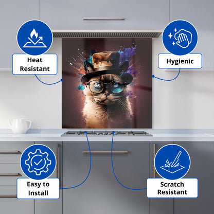 Siamese Cat Face Splashart Kitchen Splashback