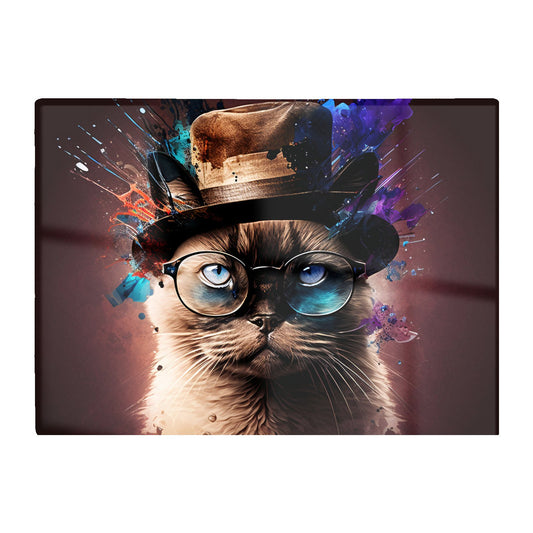 Siamese Cat Face Splashart Chopping Board