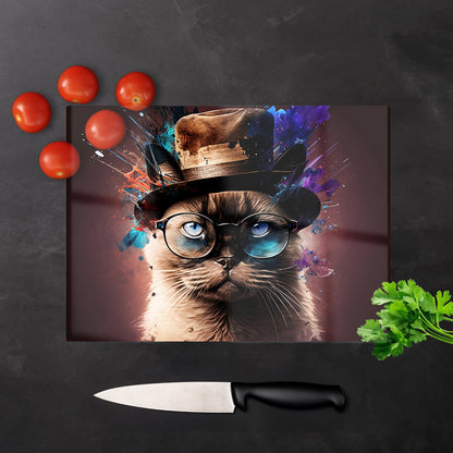 Siamese Cat Face Splashart Chopping Board