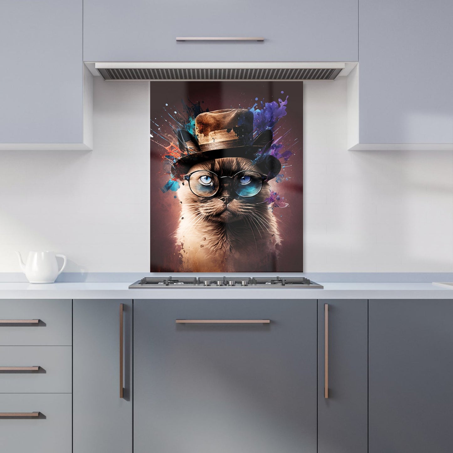 Siamese Cat Face Splashart Kitchen Splashback
