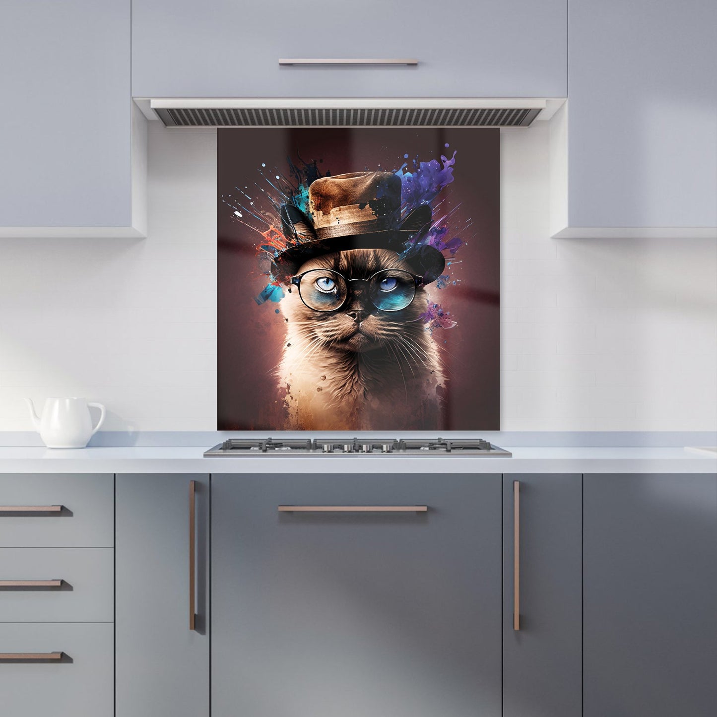 Siamese Cat Face Splashart Kitchen Splashback