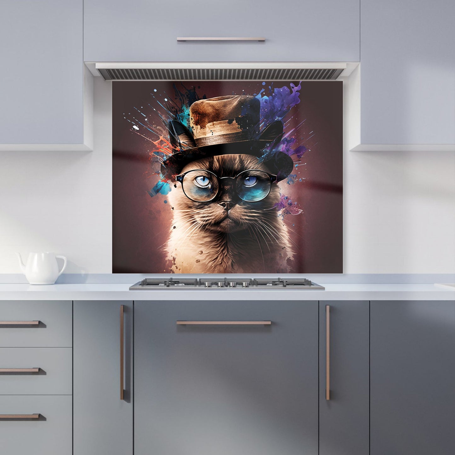 Siamese Cat Face Splashart Kitchen Splashback