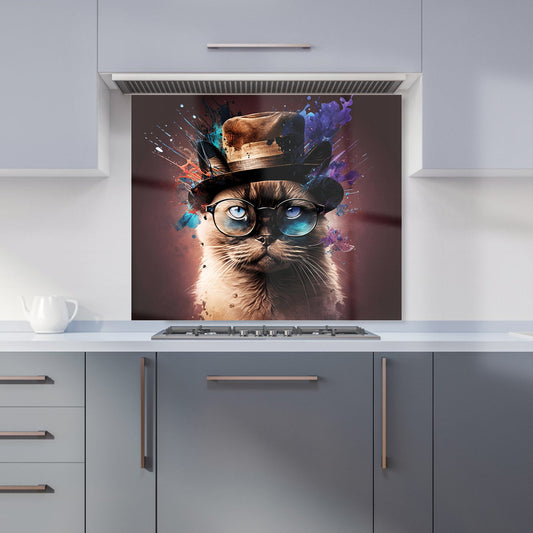 Siamese Cat Face Splashart Kitchen Splashback