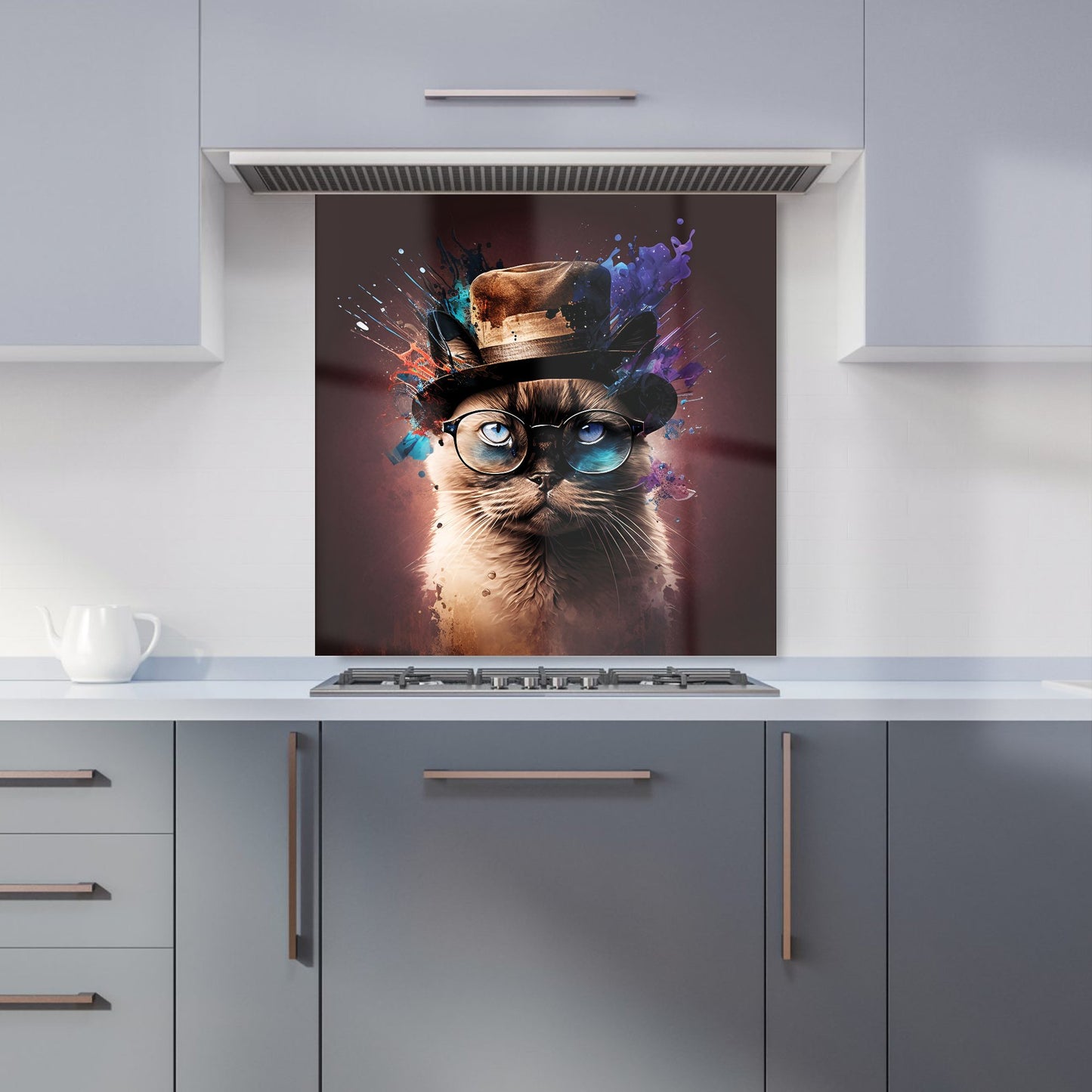 Siamese Cat Face Splashart Kitchen Splashback
