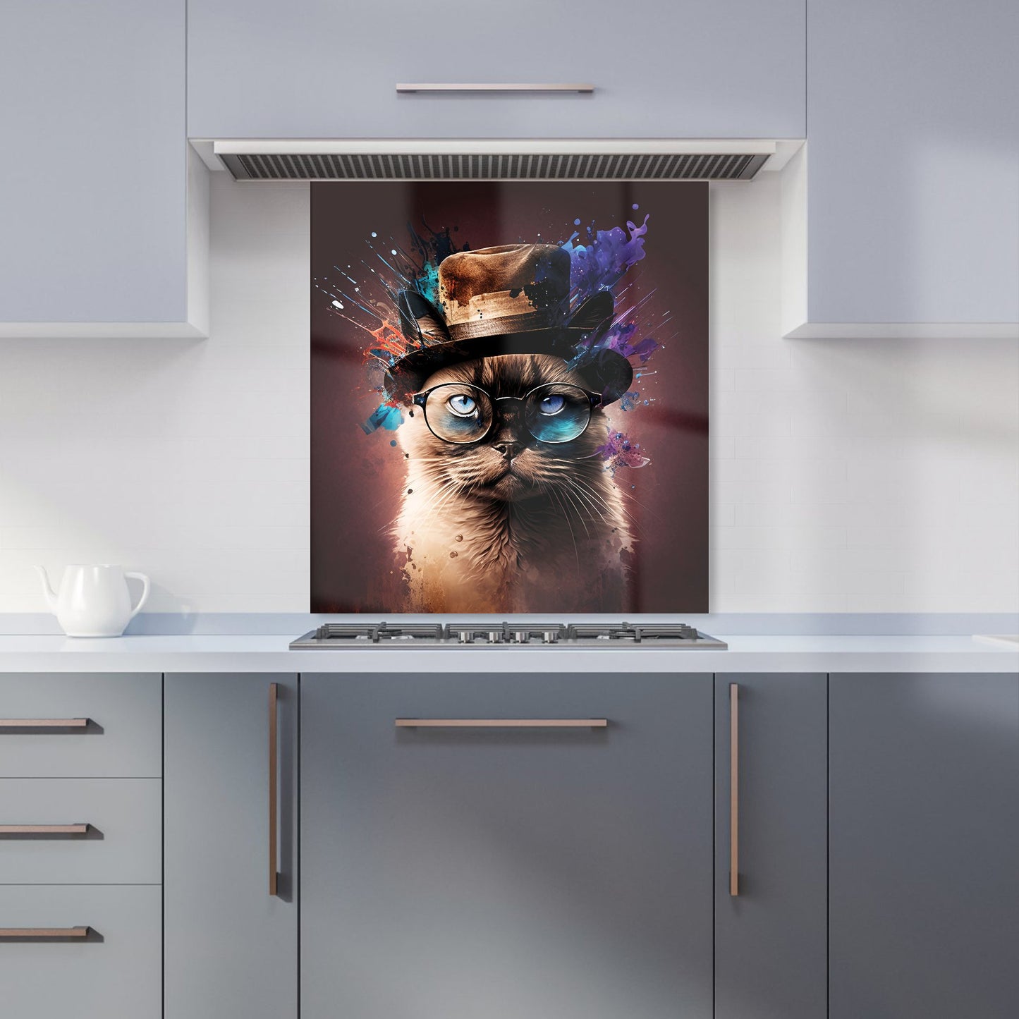 Siamese Cat Face Splashart Kitchen Splashback