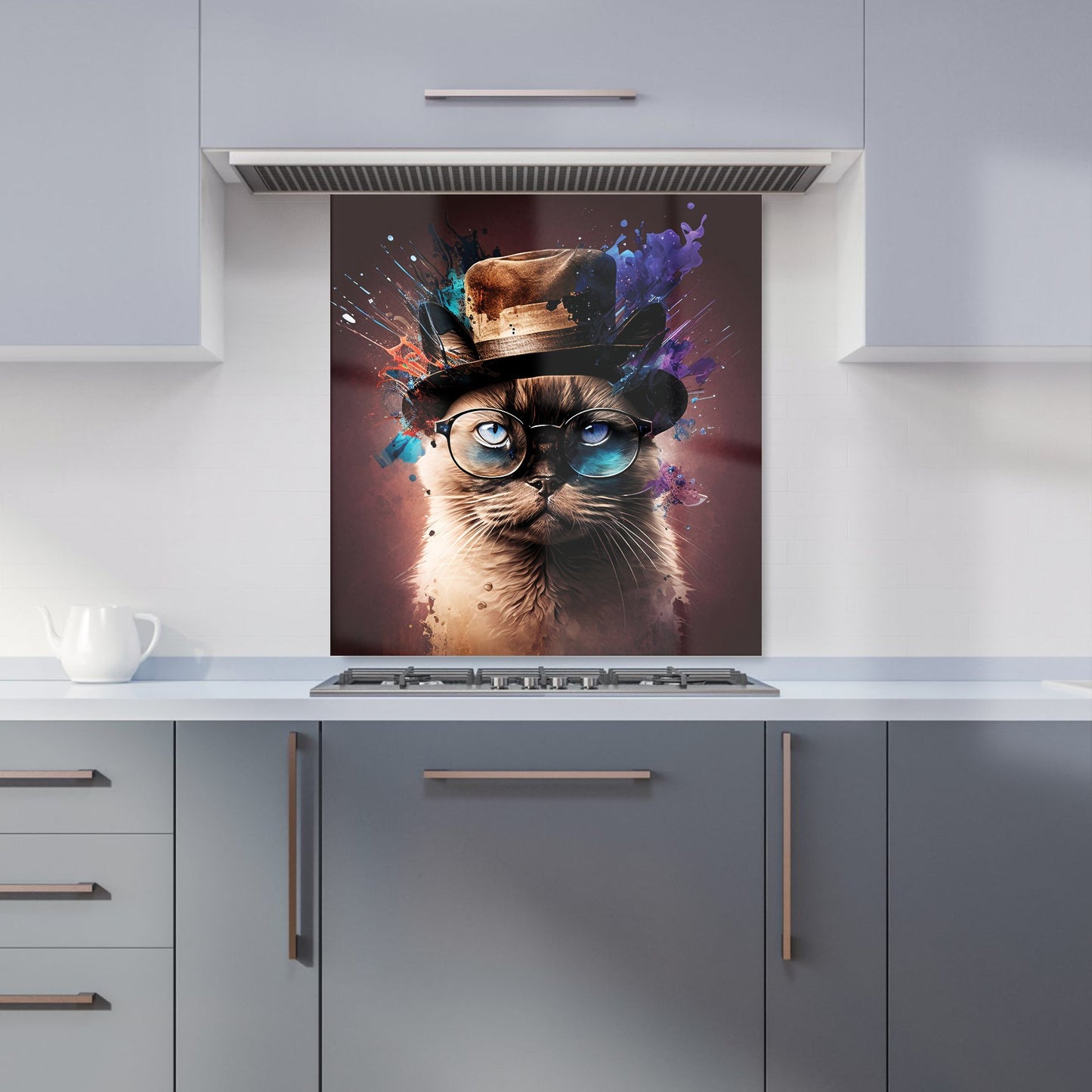Siamese Cat Face Splashart Kitchen Splashback
