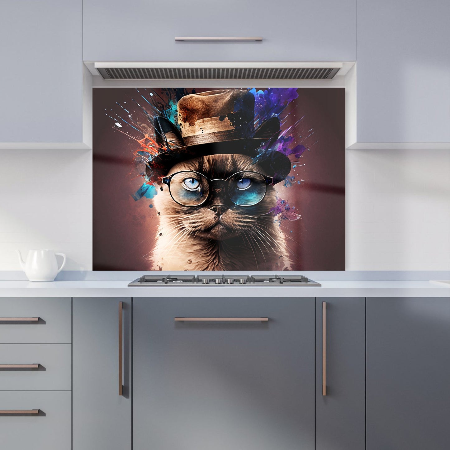 Siamese Cat Face Splashart Kitchen Splashback