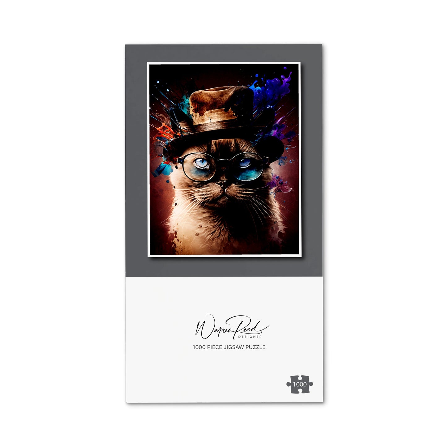 Siamese Cat Face Splashart Jigsaw Puzzle