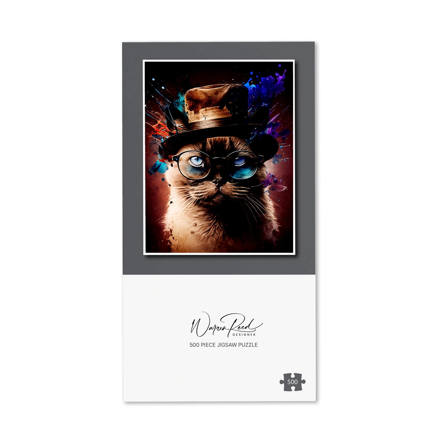 Siamese Cat Face Splashart Jigsaw Puzzle