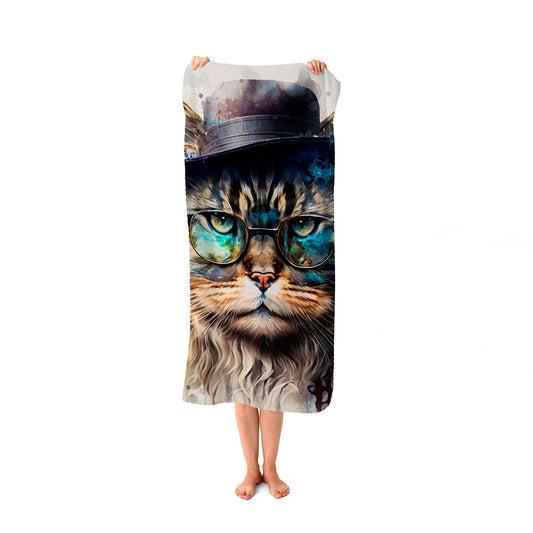 Siberian Cat Splashart Beach Towel