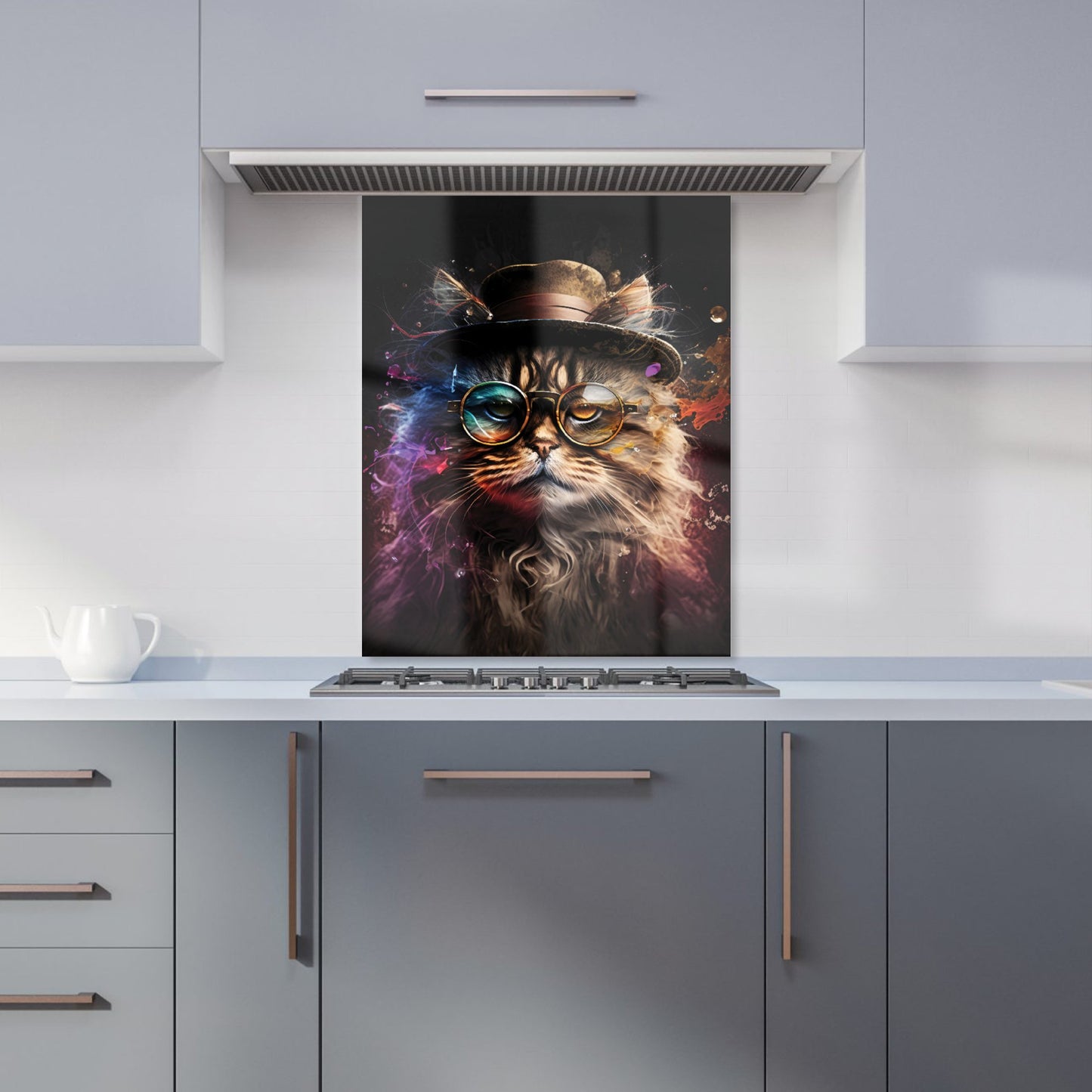 Siberian Cat With Glasses Splashart Kitchen Splashback