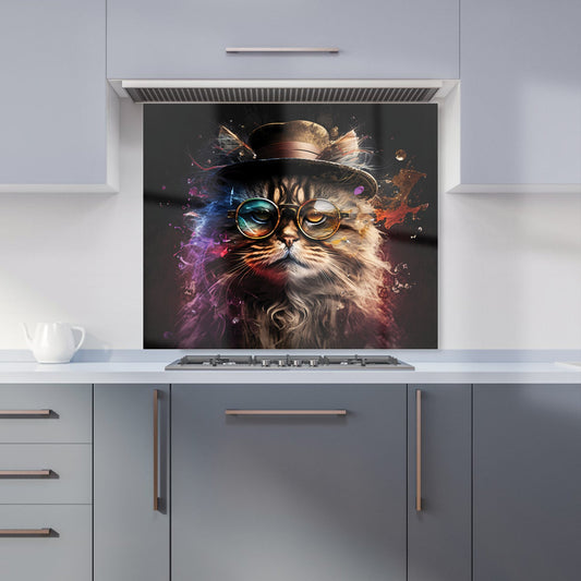 Siberian Cat With Glasses Splashart Kitchen Splashback