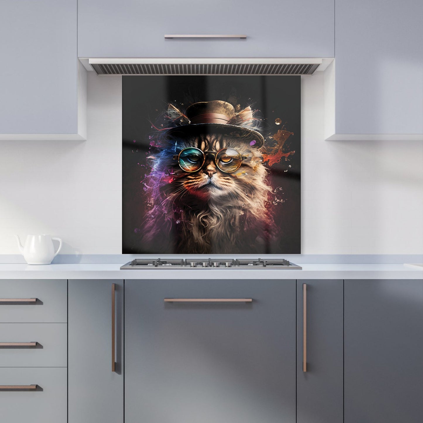 Siberian Cat With Glasses Splashart Kitchen Splashback
