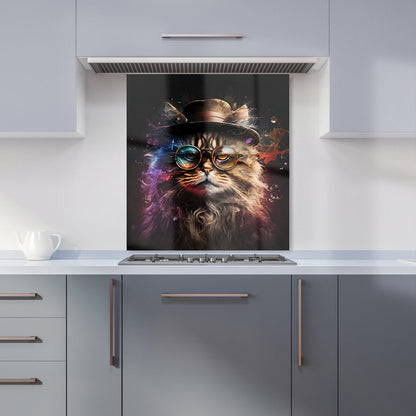 Siberian Cat With Glasses Splashart Kitchen Splashback