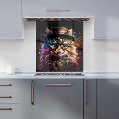 Siberian Cat With Glasses Splashart Kitchen Splashback