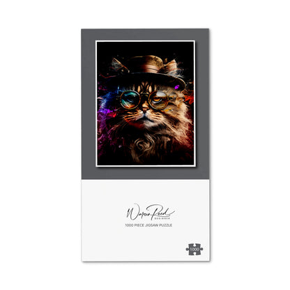 Siberian Cat With Glasses Splashart Jigsaw Puzzle