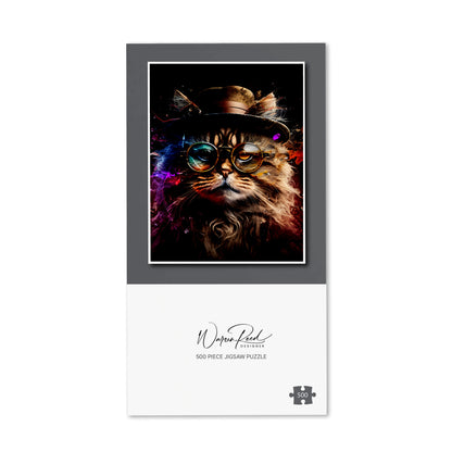 Siberian Cat With Glasses Splashart Jigsaw Puzzle