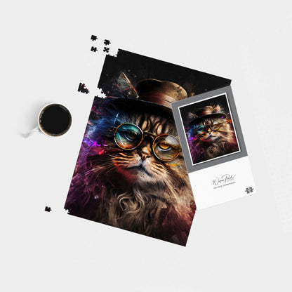 Siberian Cat With Glasses Splashart Jigsaw Puzzle