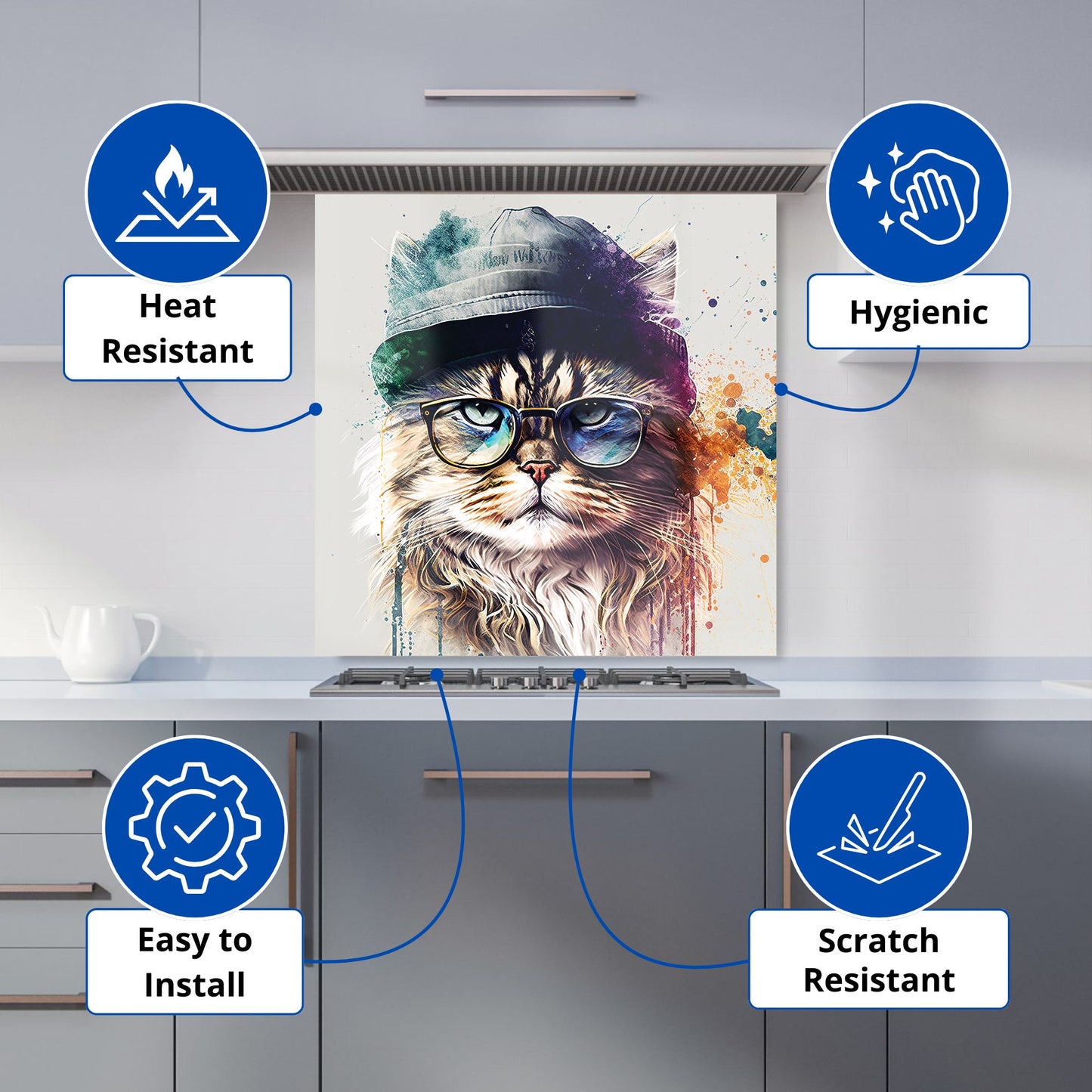 Siberian Cat Face Splashart Kitchen Splashback