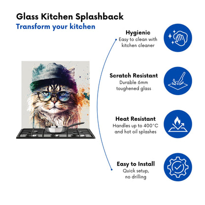 Siberian Cat Face Splashart Kitchen Splashback