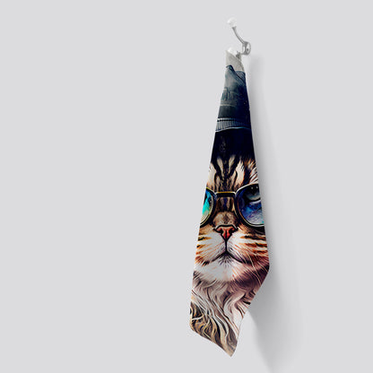 Siberian Cat Face Splashart Tea Towel