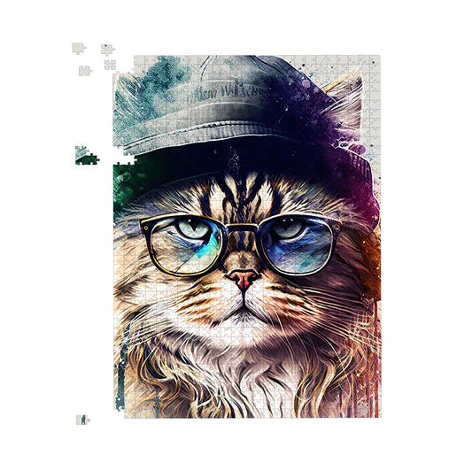 Siberian Cat Face Splashart Jigsaw Puzzle