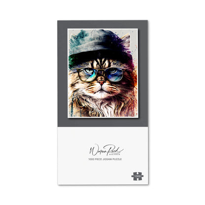 Siberian Cat Face Splashart Jigsaw Puzzle