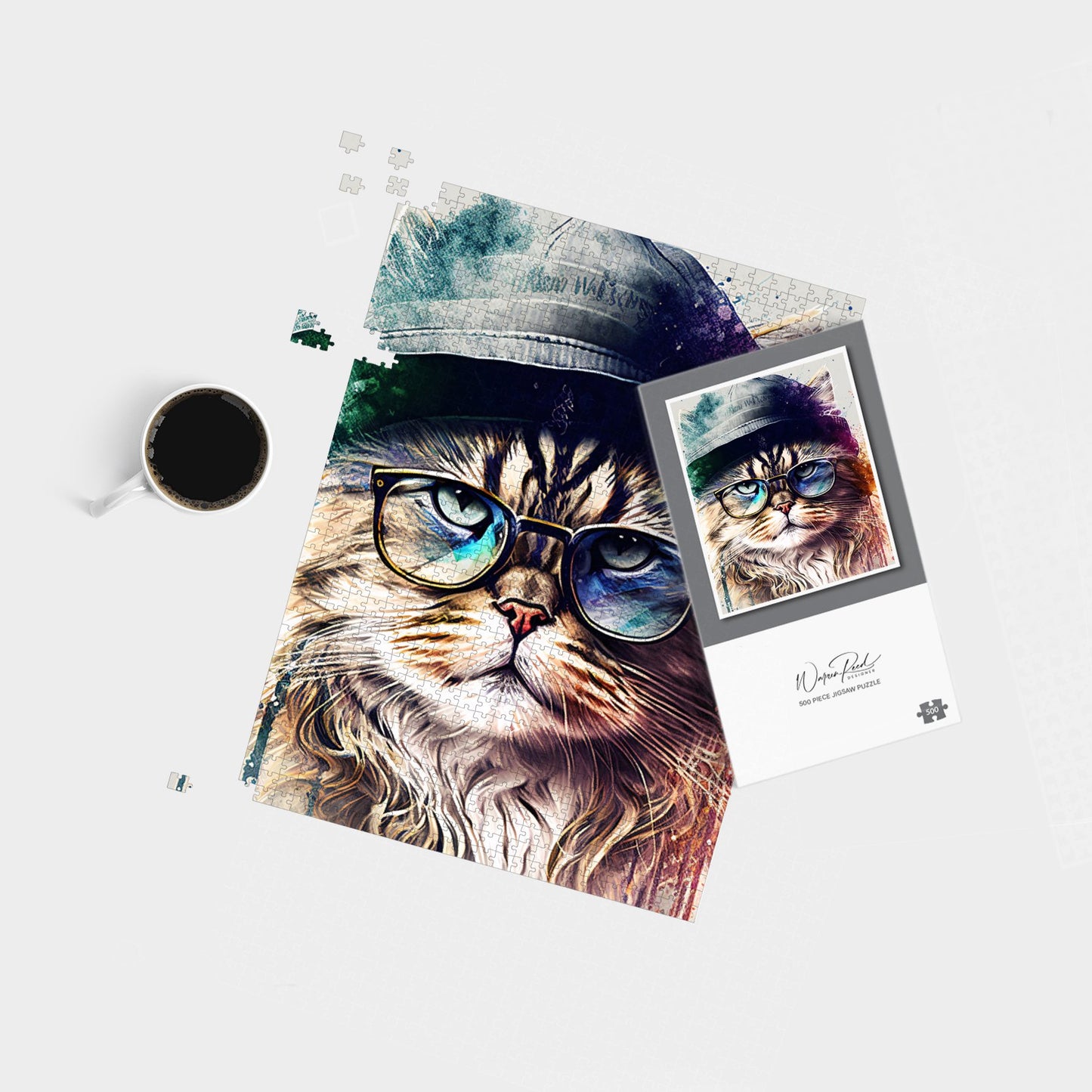 Siberian Cat Face Splashart Jigsaw Puzzle