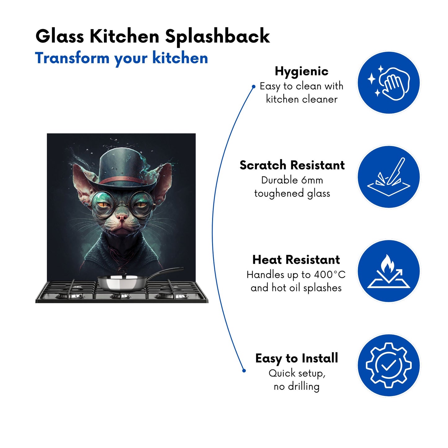 Sphynx Cat With Glases Splashart Kitchen Splashback