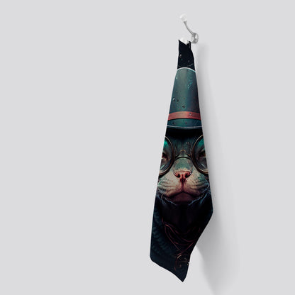 Sphynx Cat With Glases Splashart Tea Towel