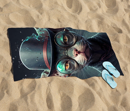 Sphynx Cat With Glases Splashart Beach Towel
