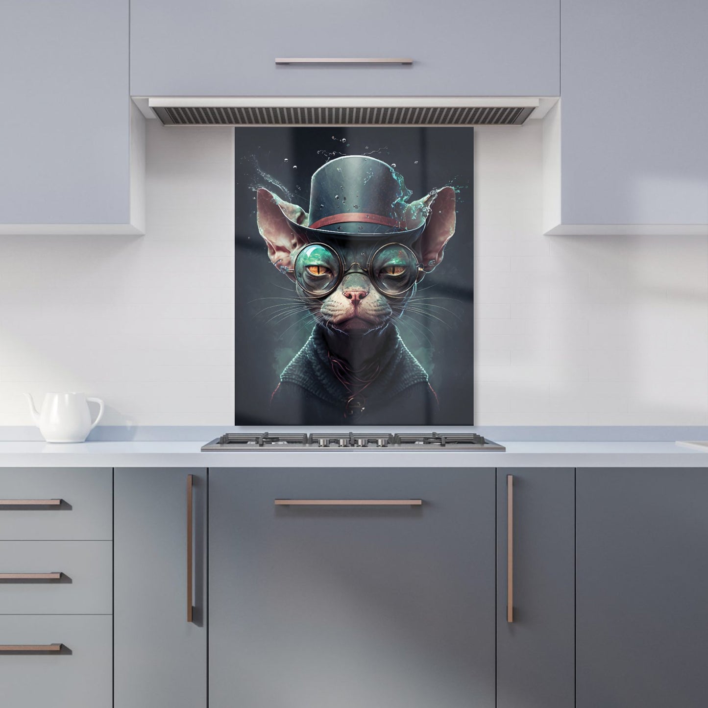 Sphynx Cat With Glases Splashart Kitchen Splashback