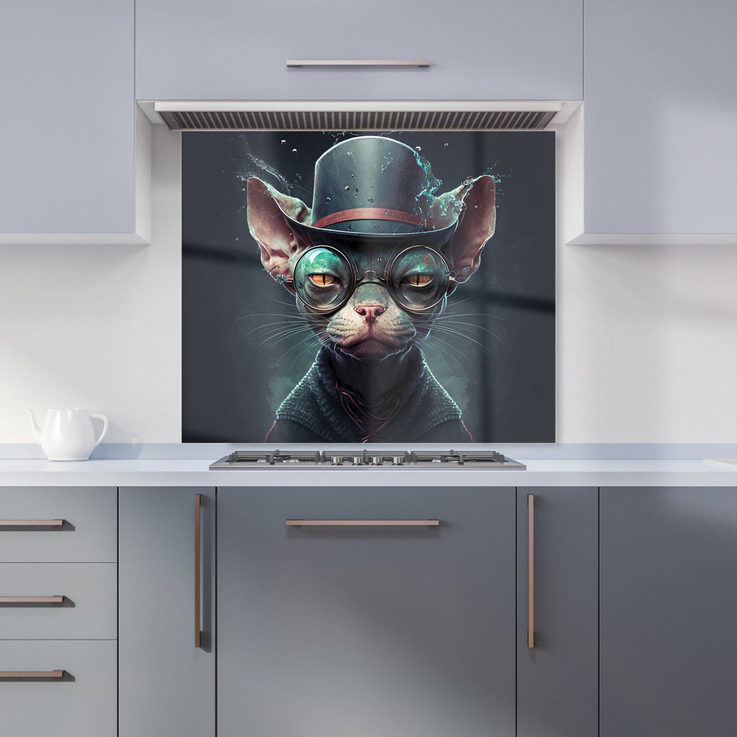Sphynx Cat With Glases Splashart Kitchen Splashback