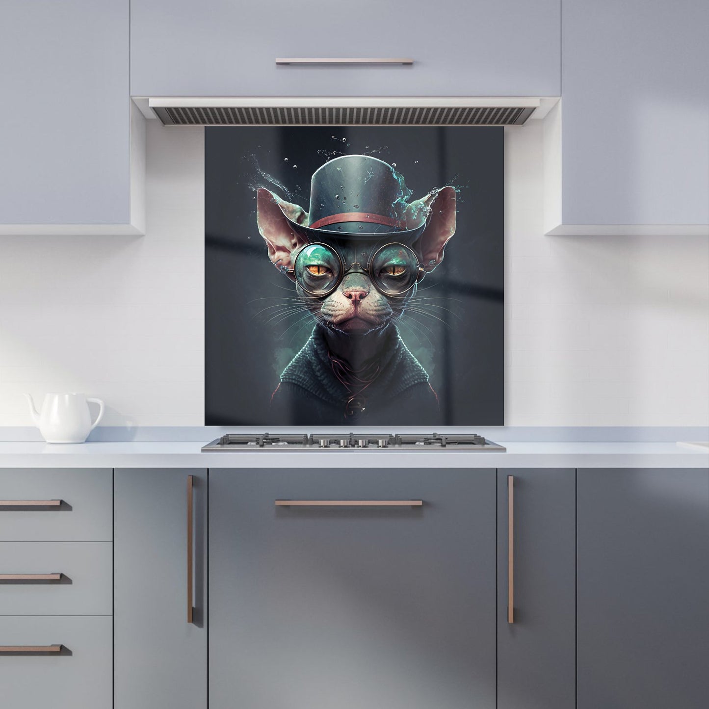 Sphynx Cat With Glases Splashart Kitchen Splashback
