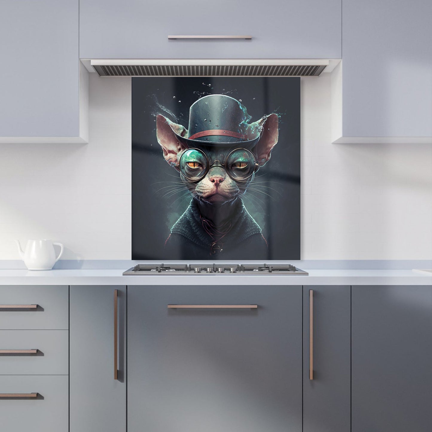 Sphynx Cat With Glases Splashart Kitchen Splashback