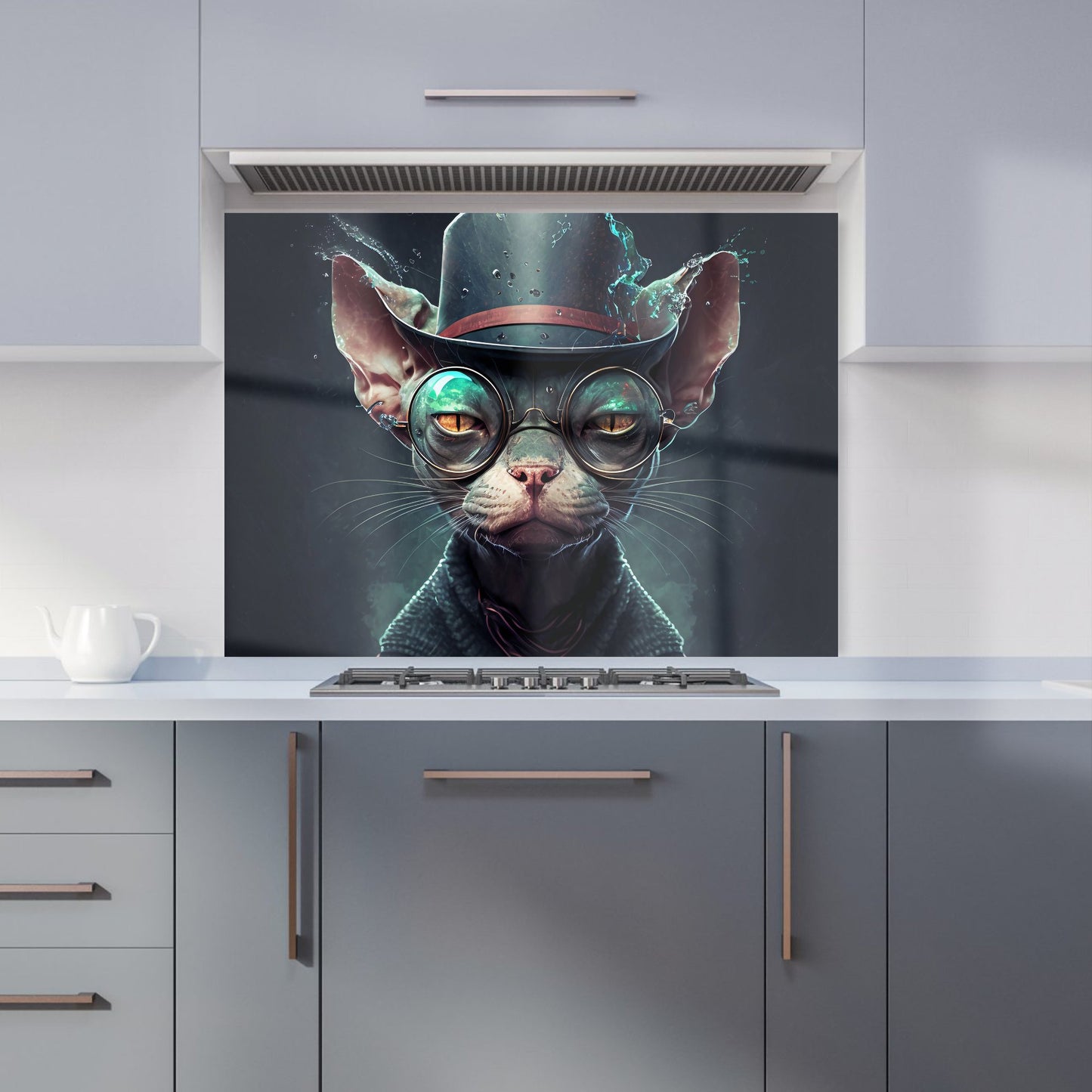 Sphynx Cat With Glases Splashart Kitchen Splashback
