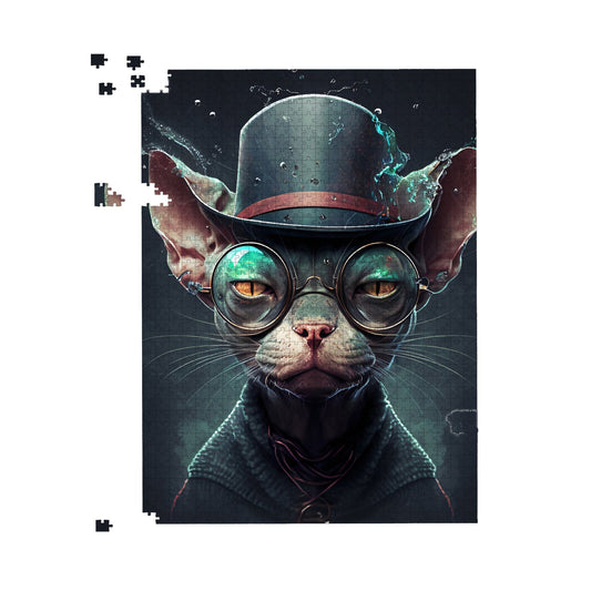 Sphynx Cat With Glases Splashart Jigsaw Puzzle