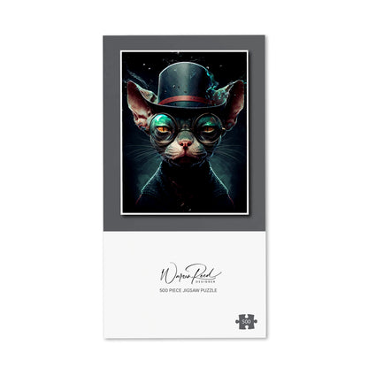 Sphynx Cat With Glases Splashart Jigsaw Puzzle
