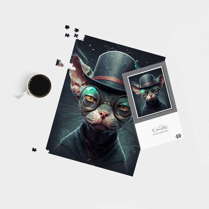 Sphynx Cat With Glases Splashart Jigsaw Puzzle