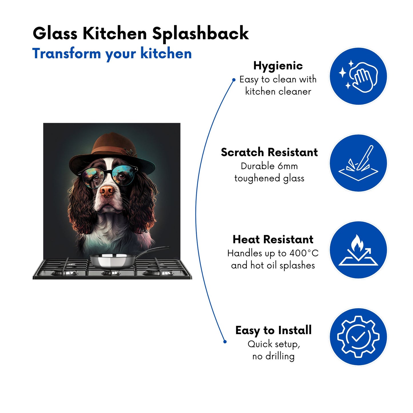 Springer Spaniel Dog Splashart Kitchen Splashback